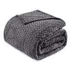 Exclusivo Mezcla Fleece Queen Size Blanket for Bed, 90x90 Inches Soft Cozy Jacquard Flannel Blankets, Lightweight Fuzzy Plush for Women, Pink