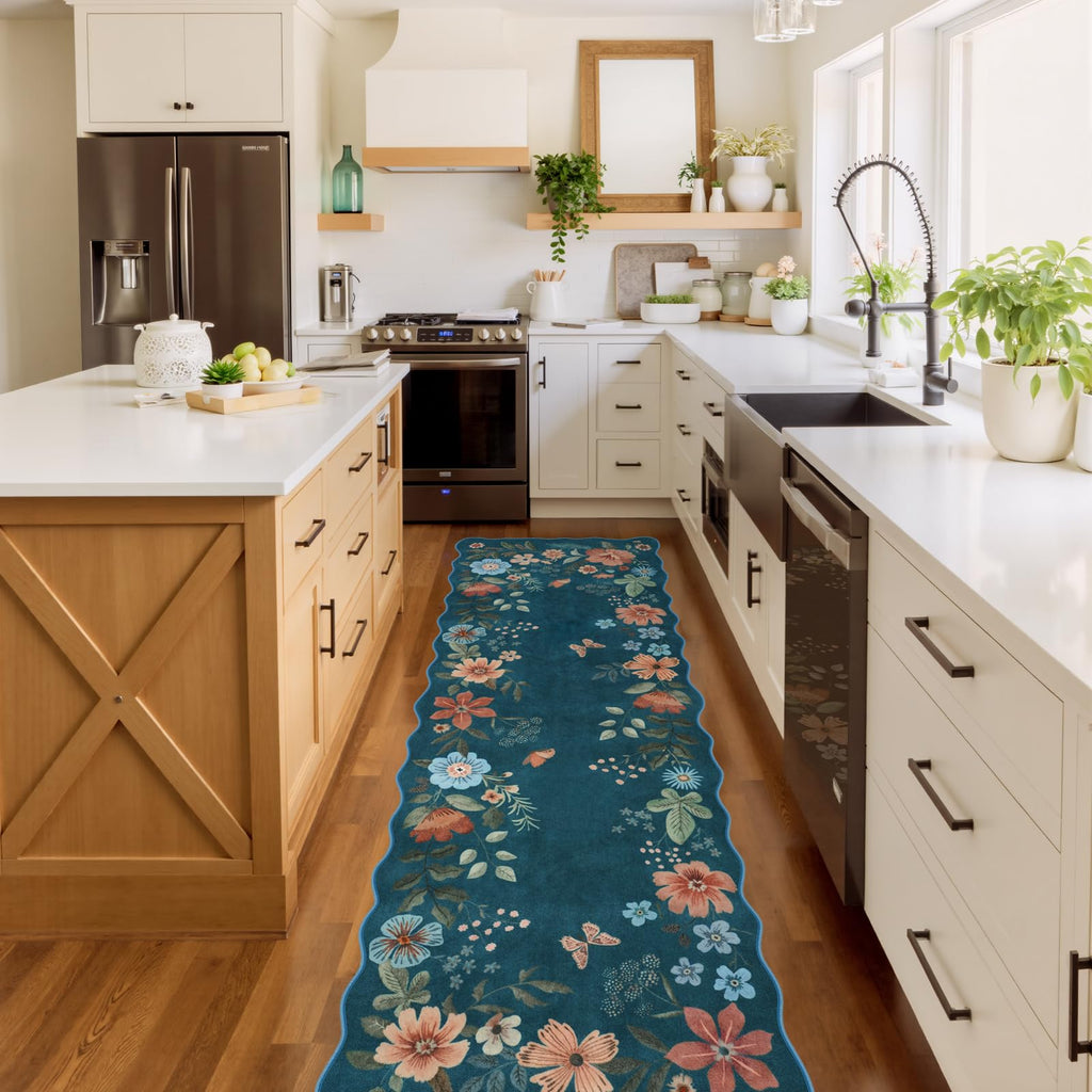 Lahome Floral Living Room Rugs, Area Rugs 5x7 Rug for Bedroom Ultra-Thin Soft Rug, Non-Slip Washable Rugs Stain Resistant Boho Rug Flore Throw Rug for ‎Dining Room Office (5x7ft,Green)