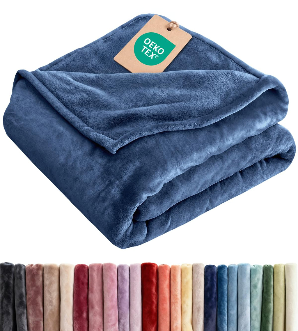 Ultra Soft Fleece Blanket Queen Size - Flannel Fleece Luxury Queen Blanket - Lightweight for Couch Bed Chair - Thick, Warm and Breathable - All Season Cozy Fuzzy, Anti-Static Microplush Bedding, Grey