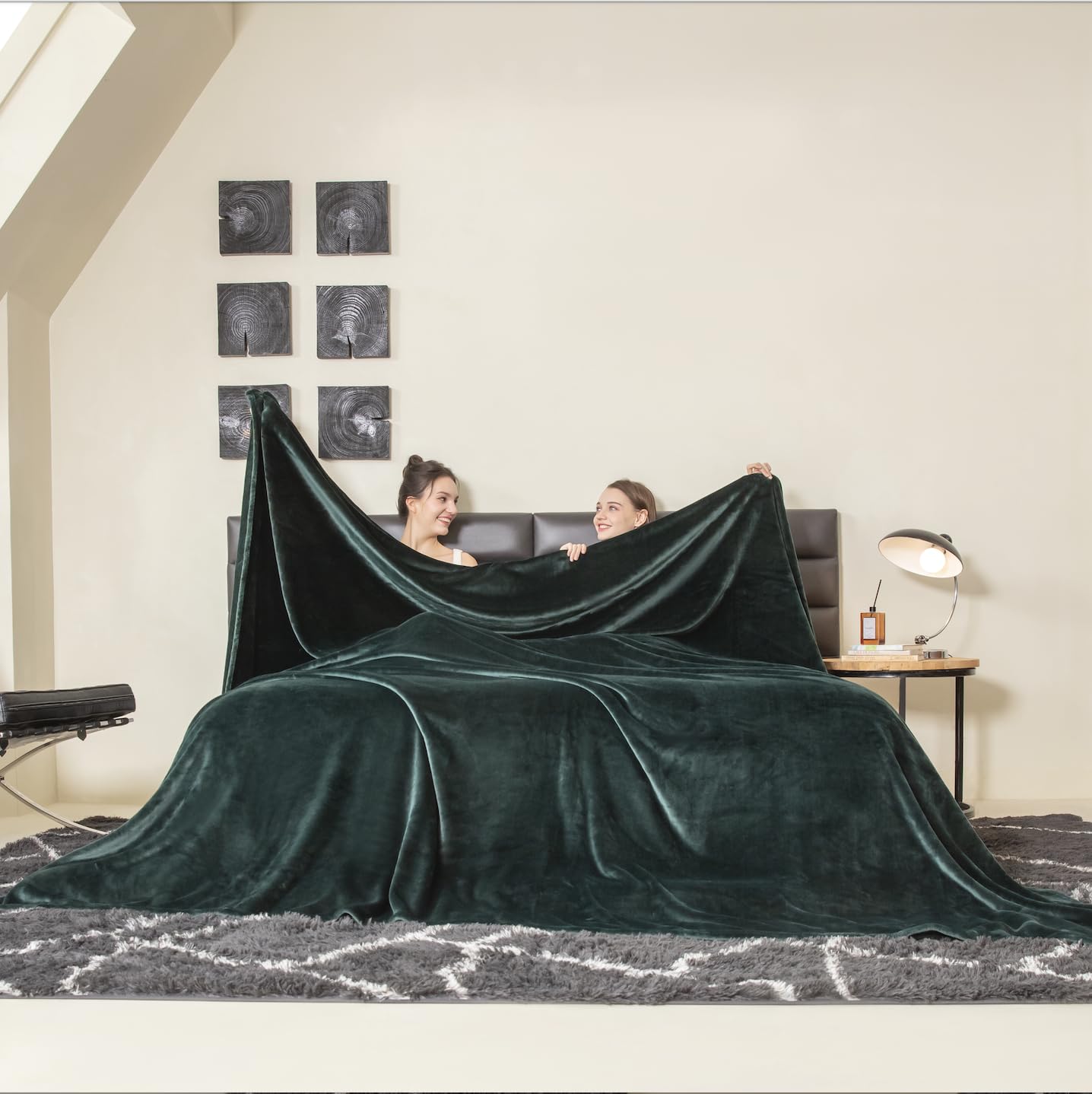 COOVA Oversized King Fleece Blanket 120x120 inches, Soft Cozy Warm Giant Extra Large 10'x10' Blanket for Bed, Sofa, Couch,Travel, Camping, California Huge Flannel Big Throw Blanket, Dark Grey