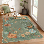 Lahome Floral Living Room Rugs, Area Rugs 5x7 Rug for Bedroom Ultra-Thin Soft Rug, Non-Slip Washable Rugs Stain Resistant Boho Rug Flore Throw Rug for ‎Dining Room Office (5x7ft,Green)