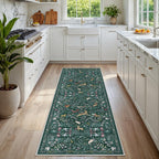 8x10 Beige Boho Floral Washable Non-Slip Thin Area Rug for Indoor Spaces