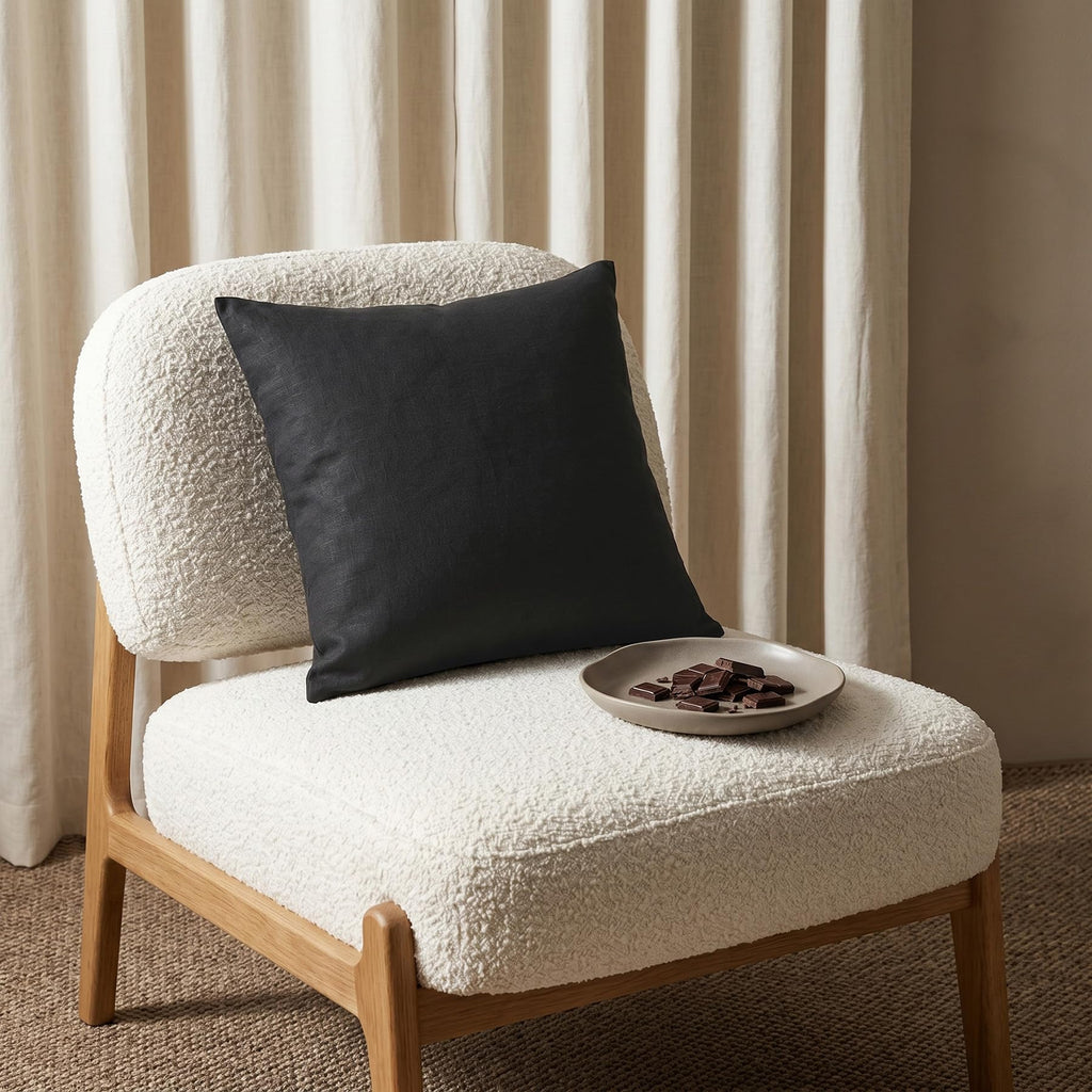 20×20 Inch Natural White Stripe 100% Linen Throw Pillow Cover with Invisible Zipper for Sofa Bed