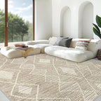 Area Rug Living Room Rugs 8x10 - Large Soft Boho Geometric Rug, Non-Slip Foldable Washable Rugs Non Shedding Morden Indoor Floor Carpet for Living Room Bedroom Office Dining Room(Brown Green,8'x10')