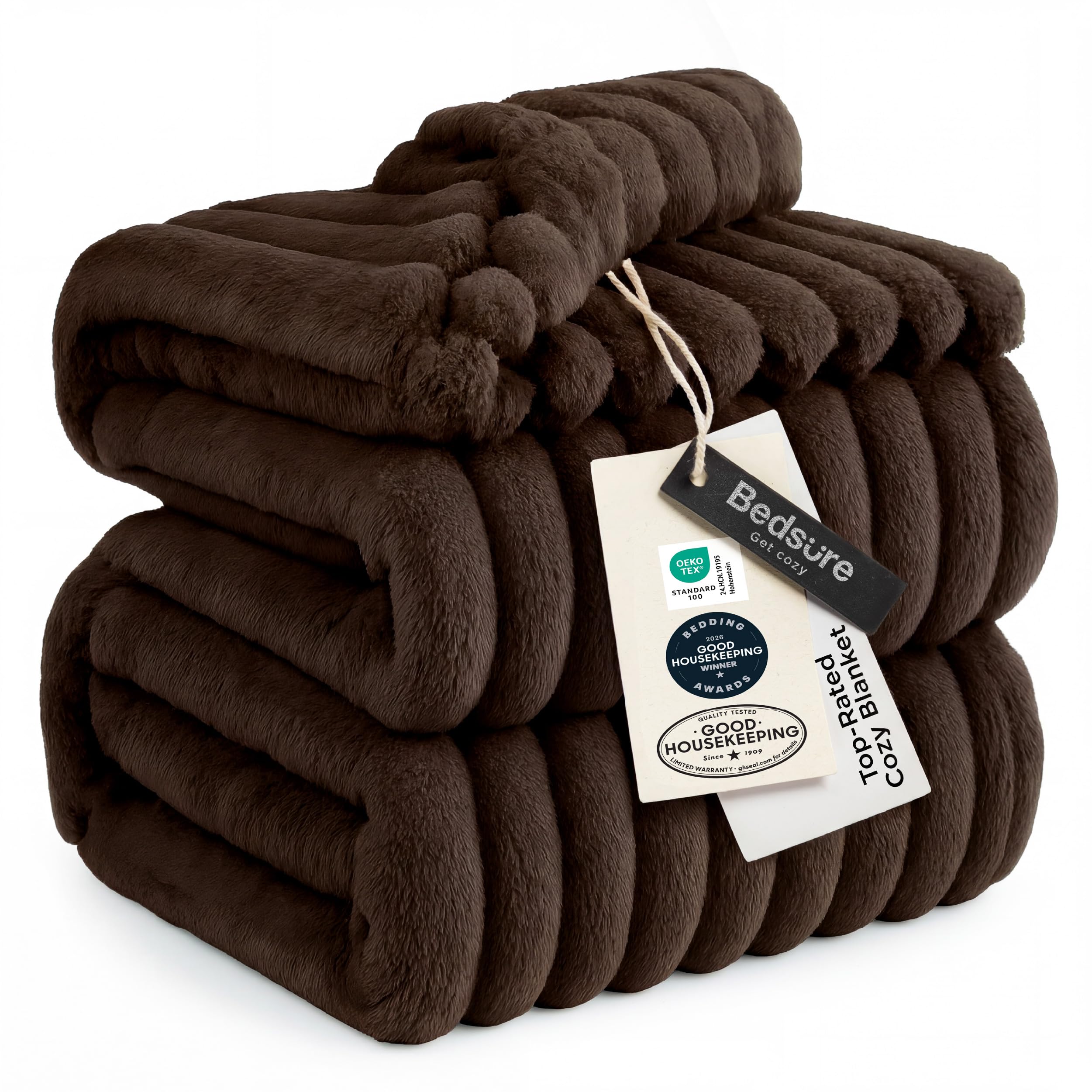 Bedsure GentleSoft Blankets Queen Size for Bed - Cozy Soft Sofa Couch Cover Blankets for Women, Cute Large Bedding Fleece Throws for Girls, Off White, 90x90 Inches