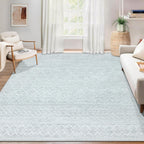 Area Rug Living Room Rugs 8x10 - Large Soft Boho Geometric Rug, Non-Slip Foldable Washable Rugs Non Shedding Morden Indoor Floor Carpet for Living Room Bedroom Office Dining Room(Brown Green,8'x10')