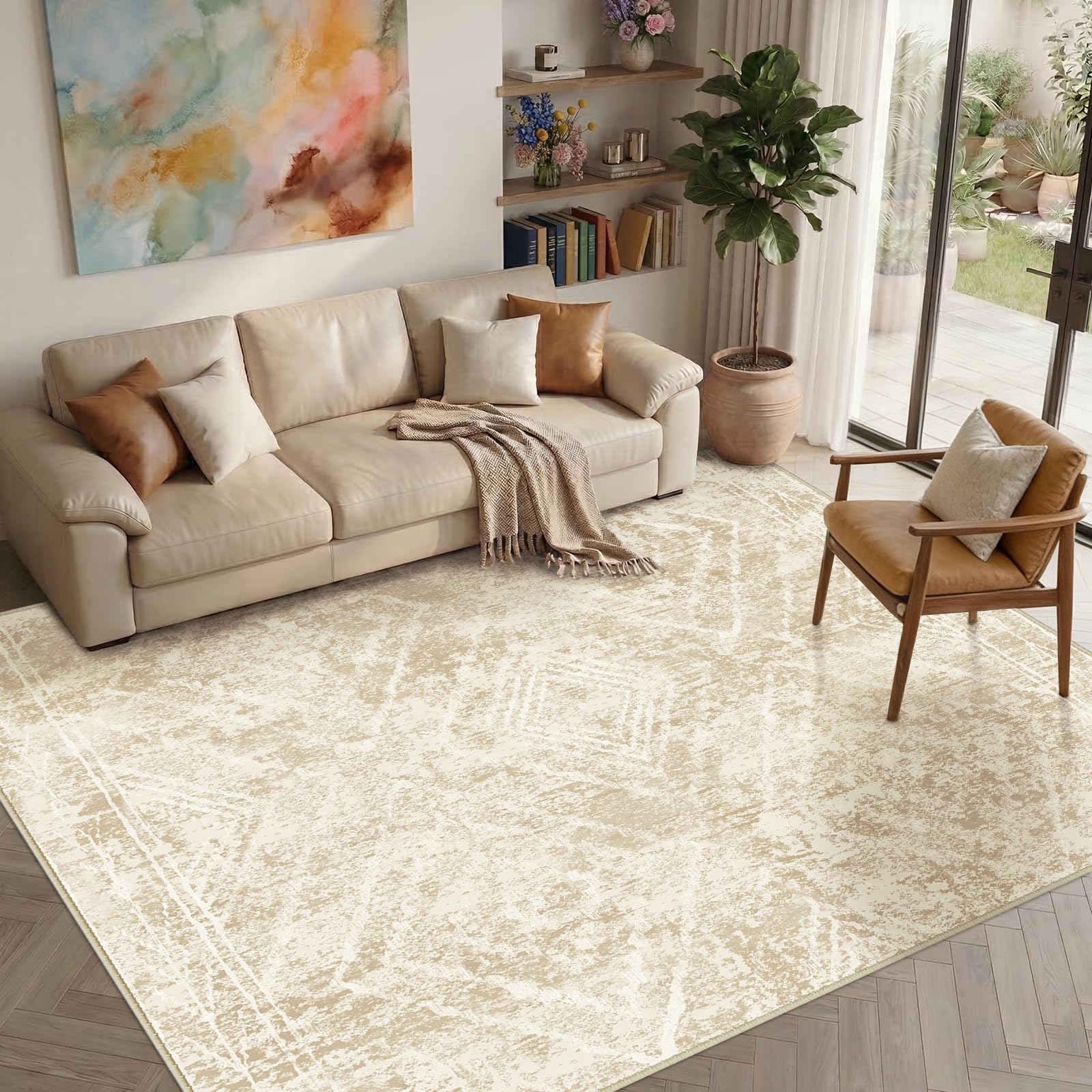 BESTSWEETIE Area Rug 5x7 Rug Machine Washable Non-Slip Low Pile Print Pattern Western Rug for Living Room Bedroom Entryway Tribal Series -Black