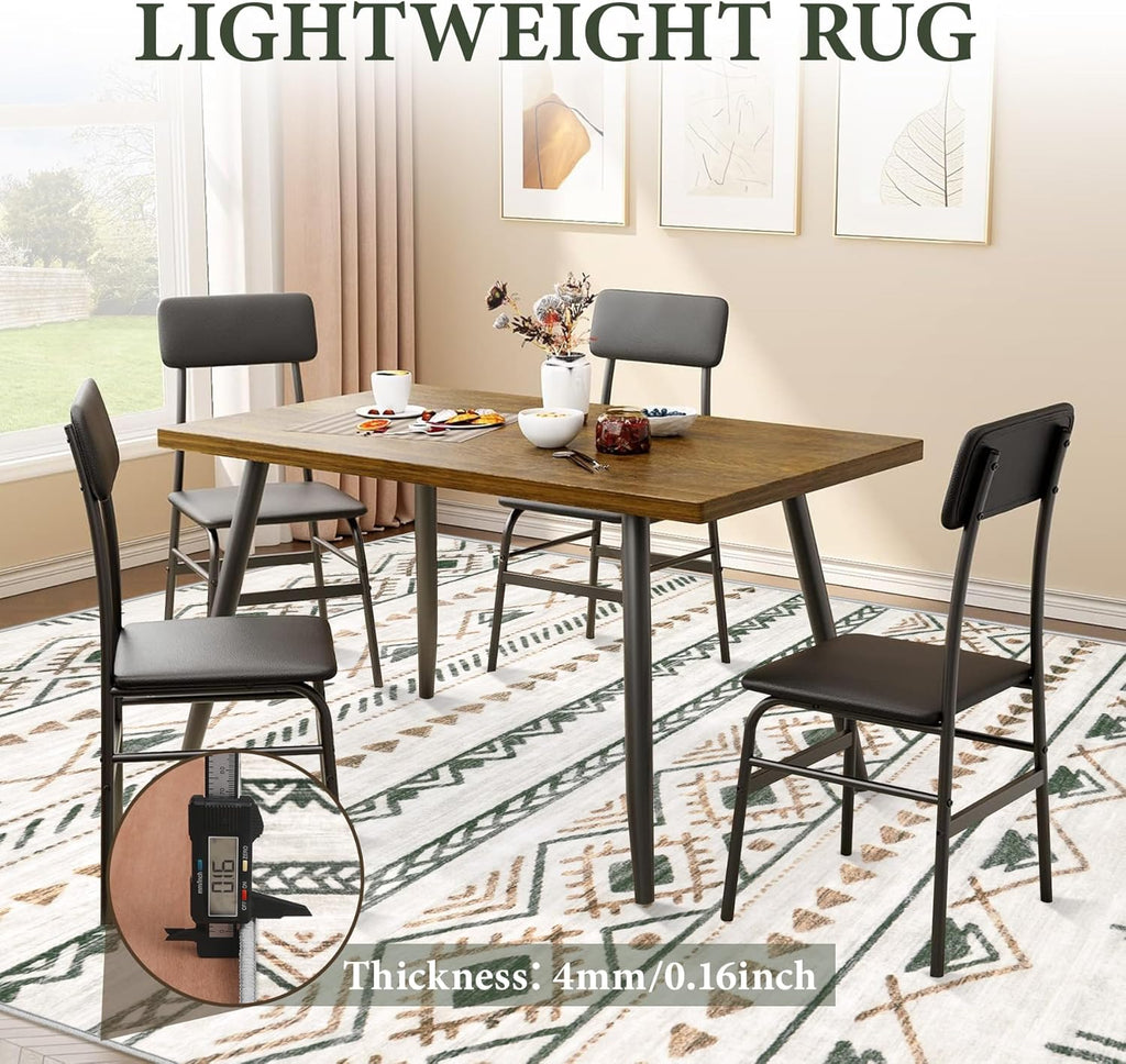Area Rug Living Room Rugs 8x10 - Large Soft Boho Geometric Rug, Non-Slip Foldable Washable Rugs Non Shedding Morden Indoor Floor Carpet for Living Room Bedroom Office Dining Room(Brown Green,8'x10')