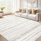 cotiled 5x7 Area Rug Living Room: Washable Boho Rugs with Non Slip Backing Large Soft Indoor Stain Resistant Carpet for Bedroom Farmhouse Dining Room Lightweight Home Decor L Brown/Cream