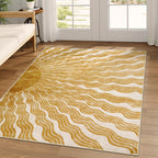 Hedlive Boho 8x10 Area Rugs, Sun Print Soft Washable Rugs 8x10 Rug for Living Room Nursery, Ultra-Thin Non-Slip Kids Rug Large Carpet for Playroom Bedroom Classroom(8x10ft,Gold/Multi)
