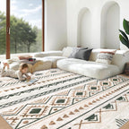 Area Rug Living Room Rugs 8x10 - Large Soft Boho Geometric Rug, Non-Slip Foldable Washable Rugs Non Shedding Morden Indoor Floor Carpet for Living Room Bedroom Office Dining Room(Brown Green,8'x10')