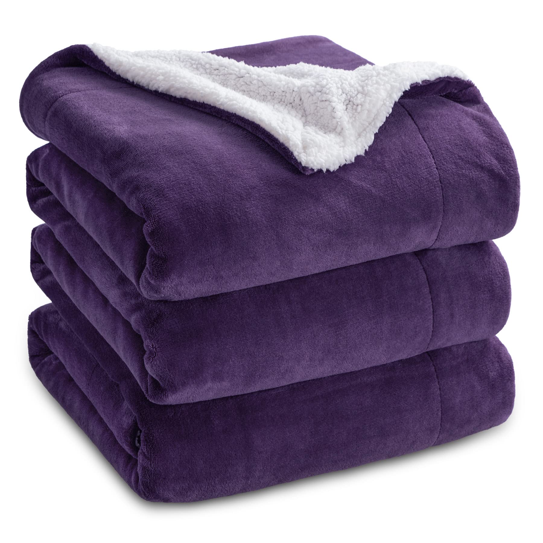 Bedsure GentleSoft Sherpa Fleece Queen Blankets for Bed, Non-Heated, Thick and Warm Throw for Women and Men, Soft Fuzzy Plush Queen Blanket for Winter, Grey, 90x90 Inches