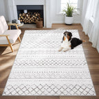 Area Rug Living Room Rugs 8x10 - Large Soft Boho Geometric Rug, Non-Slip Foldable Washable Rugs Non Shedding Morden Indoor Floor Carpet for Living Room Bedroom Office Dining Room(Brown Green,8'x10')