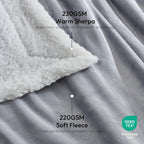 NANPIPER Sherpa Blanket Twin Thick Warm Blankets for Winter Bed Super Soft Fuzzy Flannel Fleece/Wool Like Reversible Velvet Plush Fabric(Light Grey Twin Size 60"x80")