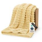 Bedsure GentleSoft Fleece Bed Blankets Full Size - Cozy Soft Blankets for Women, Cute Small Throws for Girls, Beige, 84x90 Inches