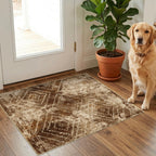 BESTSWEETIE Area Rug 5x7 Rug Machine Washable Non-Slip Low Pile Print Pattern Western Rug for Living Room Bedroom Entryway Tribal Series -Black