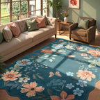 Lahome Floral Living Room Rugs, Area Rugs 5x7 Rug for Bedroom Ultra-Thin Soft Rug, Non-Slip Washable Rugs Stain Resistant Boho Rug Flore Throw Rug for ‎Dining Room Office (5x7ft,Green)