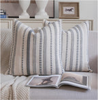 Cethom Navy Blue Boho Throw Pillow Covers 20x20 Inch Set of 2, Stripe Textured Decorative Couch Pillow Cases for Bed, Sofa, Living Room, Bedroom, Farmhouse Home Accent Cushion Covers