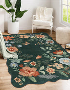 Lahome Floral Living Room Rugs, Area Rugs 5x7 Rug for Bedroom Ultra-Thin Soft Rug, Non-Slip Washable Rugs Stain Resistant Boho Rug Flore Throw Rug for ‎Dining Room Office (5x7ft,Green)