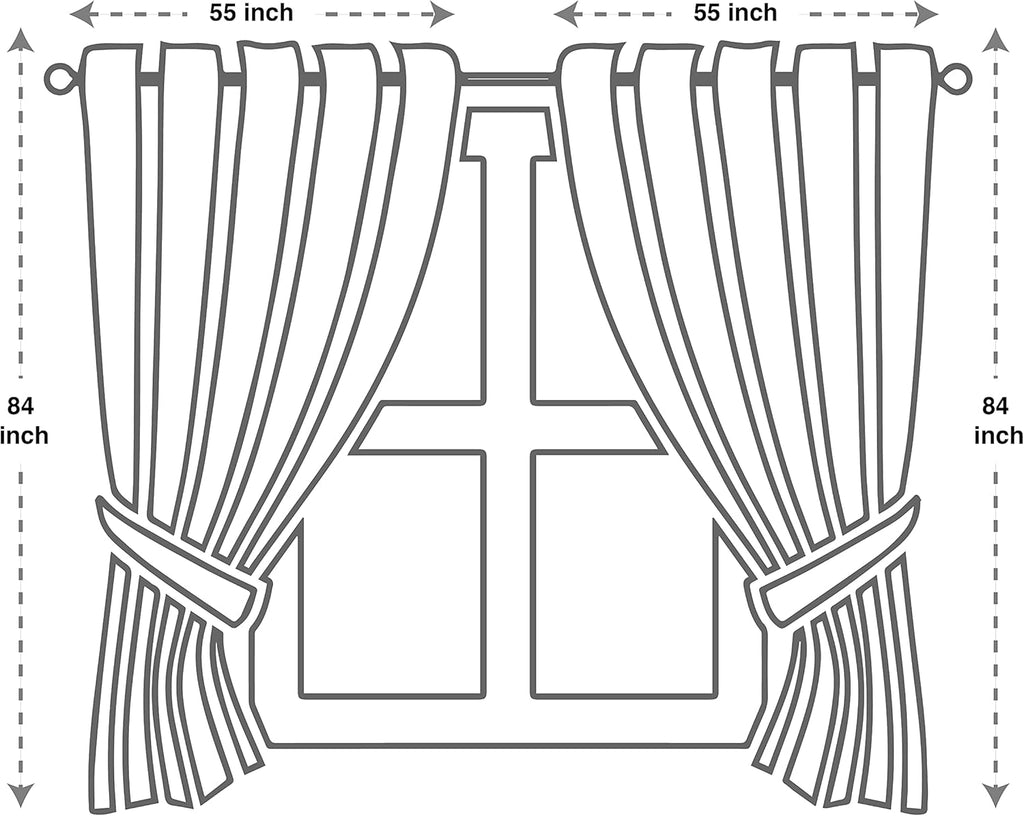 GLORY RUGS Jacquard Luxury Window 2 Panel Set Beige Curtain with Attached Valance and Backing Bedroom Living Room Dining 2 Curtains 55x84 inches Each Jana