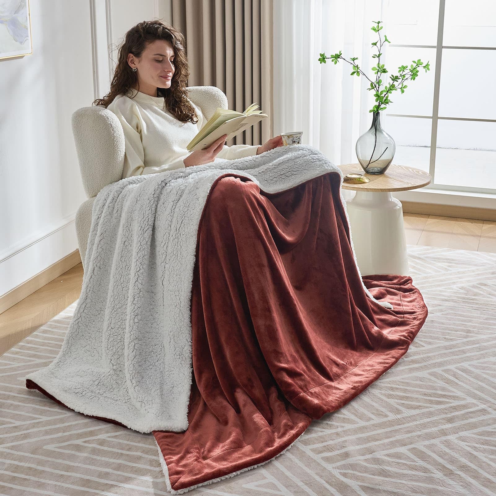 NANPIPER Sherpa Blanket Twin Thick Warm Blankets for Winter Bed Super Soft Fuzzy Flannel Fleece/Wool Like Reversible Velvet Plush Fabric(Light Grey Twin Size 60"x80")