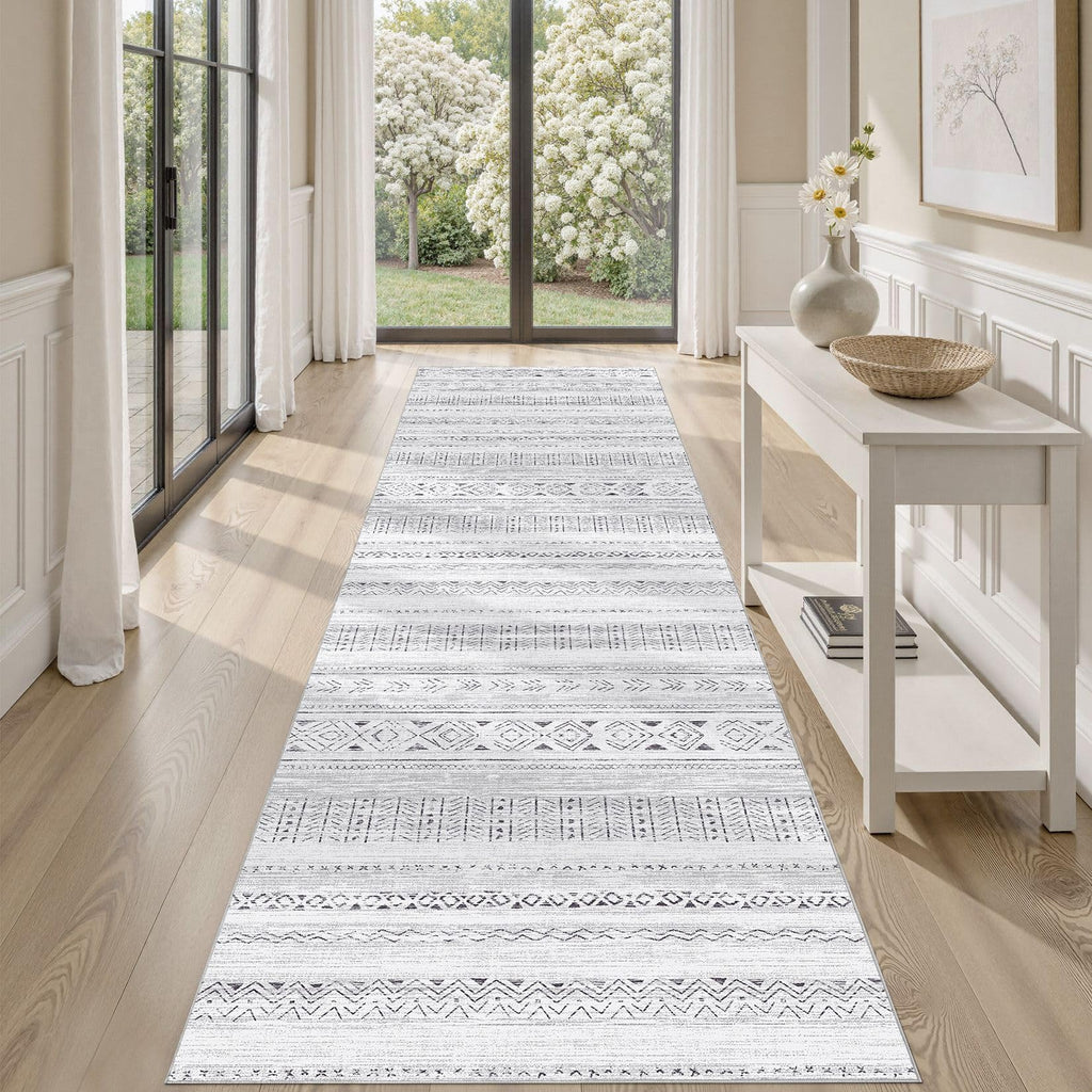 cotiled 5x7 Area Rug Living Room: Washable Boho Rugs with Non Slip Backing Large Soft Indoor Stain Resistant Carpet for Bedroom Farmhouse Dining Room Lightweight Home Decor L Brown/Cream