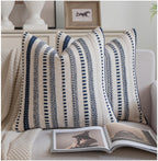 Cethom Navy Blue Boho Throw Pillow Covers 20x20 Inch Set of 2, Stripe Textured Decorative Couch Pillow Cases for Bed, Sofa, Living Room, Bedroom, Farmhouse Home Accent Cushion Covers