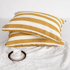 Striped Linen Pillow Cases Set of 2,20"x30" Standard/Queen Size,100% French Natural Flax Soft Linen Pillowcases,Natural Stripe