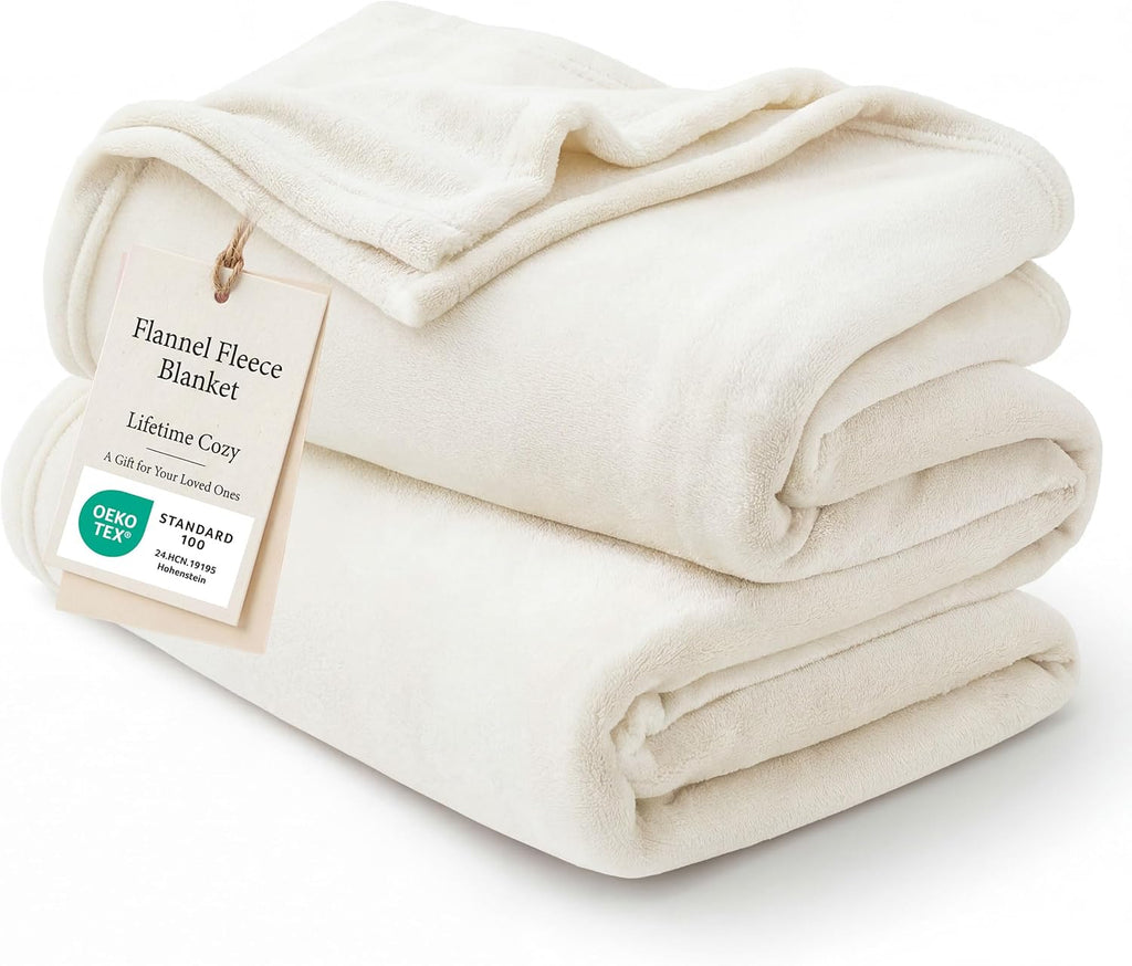 Bedsure GentleSoft Fleece Blanket Twin Size Cream - 300GSM Lightweight Plush Fuzzy Cozy Soft Warm Blanket for Bed, Sofa, Couch, Travel, Camping, 60x80 inches