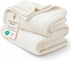 Bedsure GentleSoft Fleece Blanket Twin Size Cream - 300GSM Lightweight Plush Fuzzy Cozy Soft Warm Blanket for Bed, Sofa, Couch, Travel, Camping, 60x80 inches
