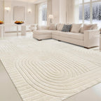 5x7 Geometric Solid Beige Area Rug – Washable, Durable Non-Slip Indoor Carpet with Soft High-Low Pile, Fluffy Floor Rugs for Living Room, Bedroom, Bedside, Kids Room, Nursery,Home Office Décor