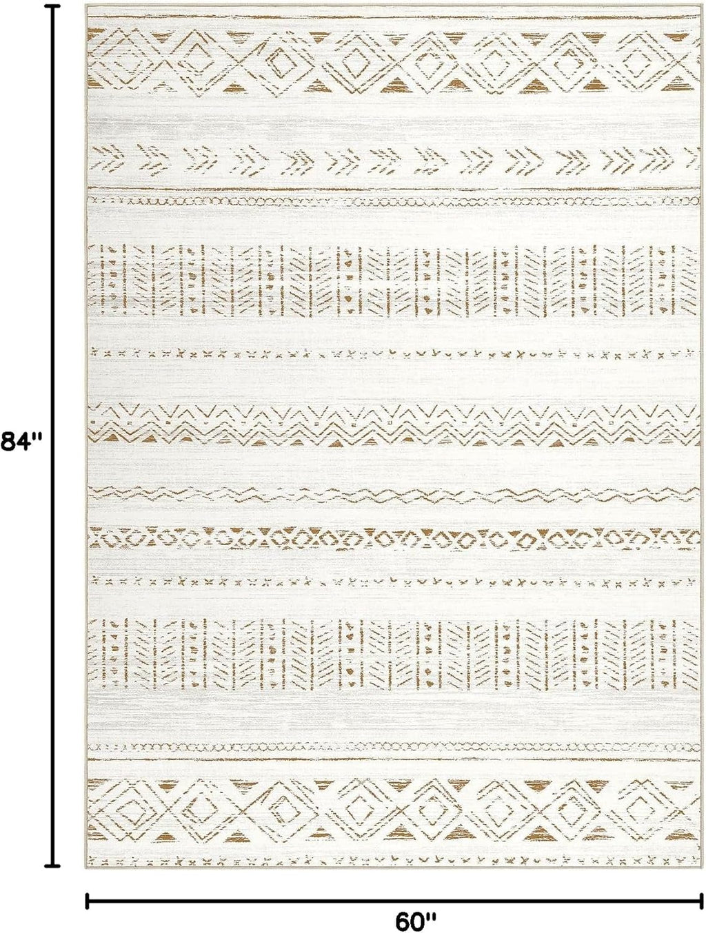 cotiled 5x7 Area Rug Living Room: Washable Boho Rugs with Non Slip Backing Large Soft Indoor Stain Resistant Carpet for Bedroom Farmhouse Dining Room Lightweight Home Decor L Brown/Cream
