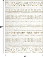 cotiled 5x7 Area Rug Living Room: Washable Boho Rugs with Non Slip Backing Large Soft Indoor Stain Resistant Carpet for Bedroom Farmhouse Dining Room Lightweight Home Decor L Brown/Cream