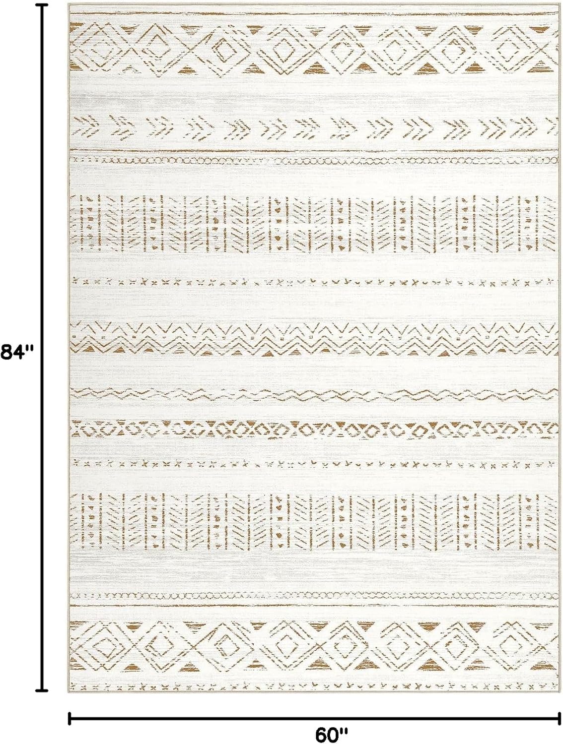 cotiled 5x7 Area Rug Living Room: Washable Boho Rugs with Non Slip Backing Large Soft Indoor Stain Resistant Carpet for Bedroom Farmhouse Dining Room Lightweight Home Decor L Brown/Cream