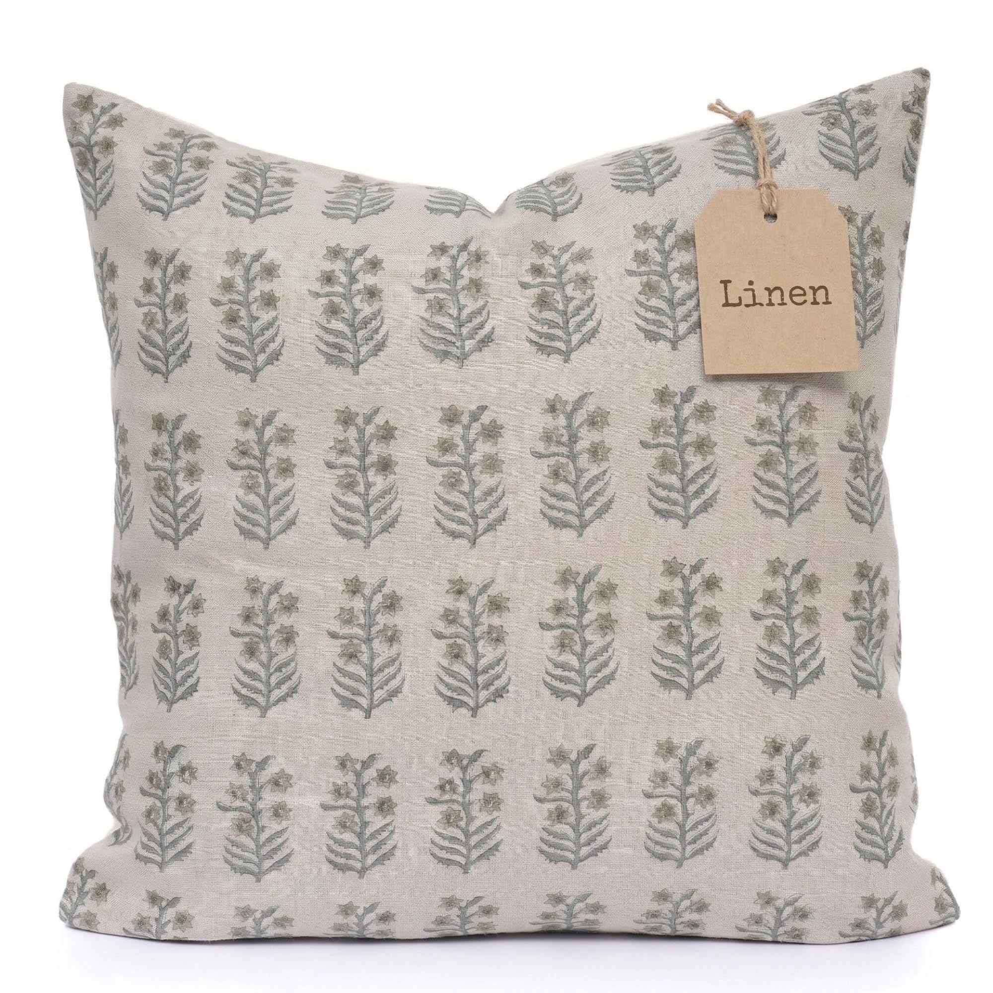 Linen Throw Pillow Covers Stripe Pillow Cover 18x18 inch Spring Decorative Pillow Covers for Living Room, Bedroom