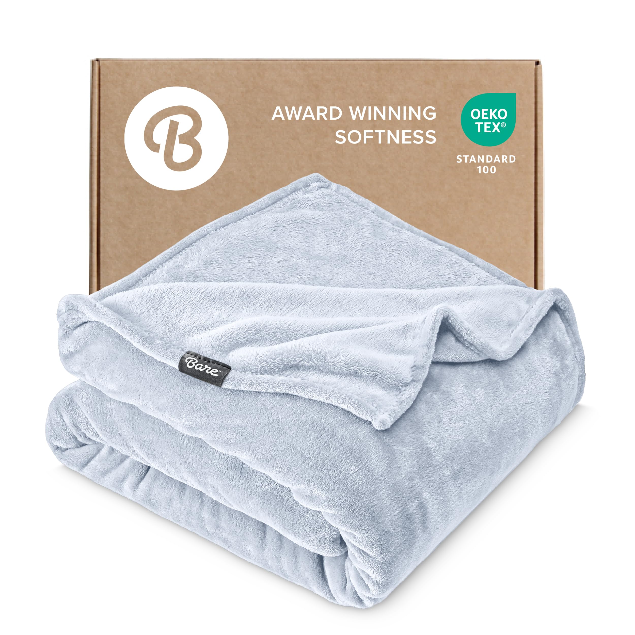Bare Home Fleece Blanket - King Size - Ultra-Soft Lightweight for Bed, Sofa, and Couch - Luxury Microplush - Cozy Warm Blanket (King, Grey)