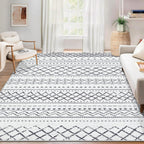 Area Rug Living Room Rugs 8x10 - Large Soft Boho Geometric Rug, Non-Slip Foldable Washable Rugs Non Shedding Morden Indoor Floor Carpet for Living Room Bedroom Office Dining Room(Brown Green,8'x10')