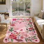 Lahome Floral Living Room Rugs, Area Rugs 5x7 Rug for Bedroom Ultra-Thin Soft Rug, Non-Slip Washable Rugs Stain Resistant Boho Rug Flore Throw Rug for ‎Dining Room Office (5x7ft,Green)