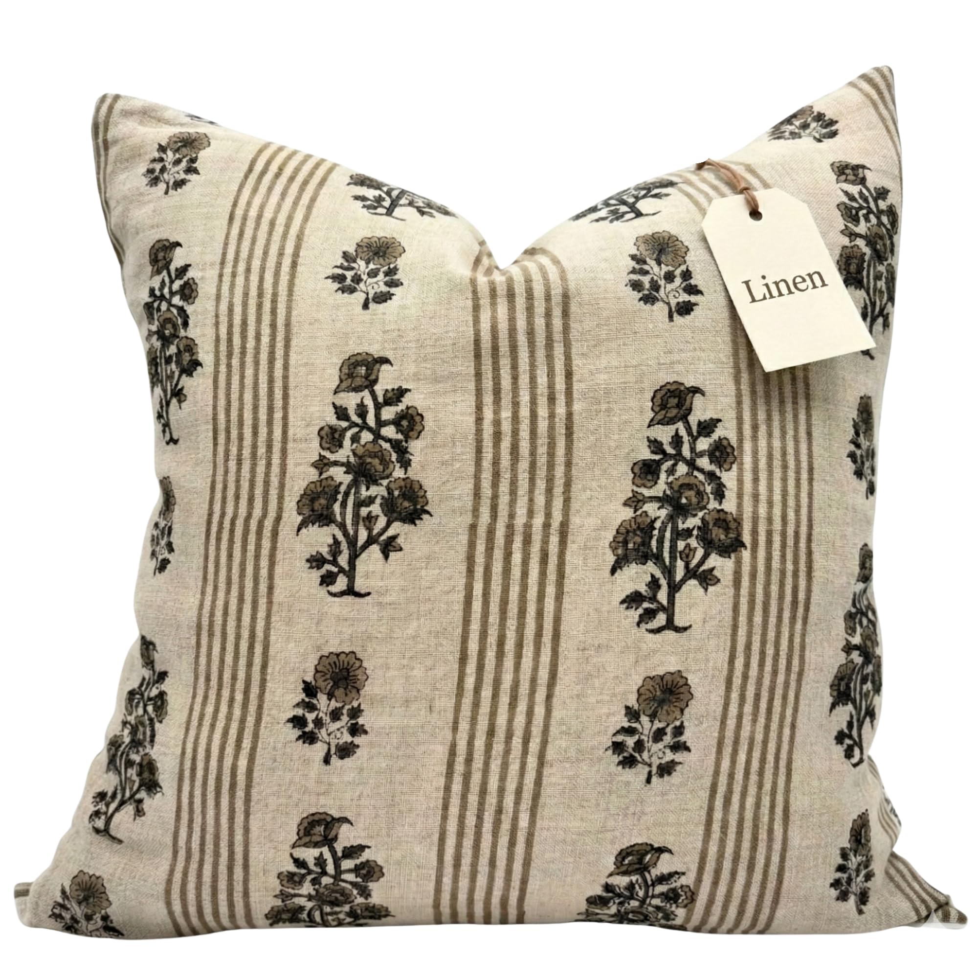 Linen Throw Pillow Covers Stripe Pillow Cover 18x18 inch Spring Decorative Pillow Covers for Living Room, Bedroom