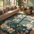 Lahome Floral Living Room Rugs, Area Rugs 5x7 Rug for Bedroom Ultra-Thin Soft Rug, Non-Slip Washable Rugs Stain Resistant Boho Rug Flore Throw Rug for ‎Dining Room Office (5x7ft,Green)