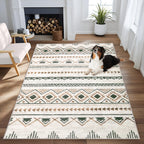 Area Rug Living Room Rugs 8x10 - Large Soft Boho Geometric Rug, Non-Slip Foldable Washable Rugs Non Shedding Morden Indoor Floor Carpet for Living Room Bedroom Office Dining Room(Brown Green,8'x10')