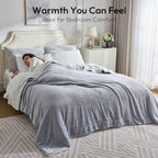 NANPIPER Sherpa Blanket Twin Thick Warm Blankets for Winter Bed Super Soft Fuzzy Flannel Fleece/Wool Like Reversible Velvet Plush Fabric(Light Grey Twin Size 60"x80")
