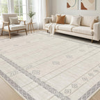 cotiled 5x7 Area Rug Living Room: Washable Boho Rugs with Non Slip Backing Large Soft Indoor Stain Resistant Carpet for Bedroom Farmhouse Dining Room Lightweight Home Decor L Brown/Cream