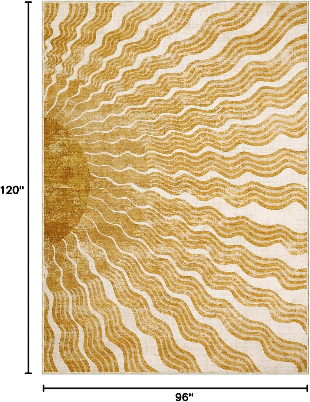 Hedlive Boho 8x10 Area Rugs, Sun Print Soft Washable Rugs 8x10 Rug for Living Room Nursery, Ultra-Thin Non-Slip Kids Rug Large Carpet for Playroom Bedroom Classroom(8x10ft,Gold/Multi)