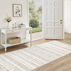 cotiled 5x7 Area Rug Living Room: Washable Boho Rugs with Non Slip Backing Large Soft Indoor Stain Resistant Carpet for Bedroom Farmhouse Dining Room Lightweight Home Decor L Brown/Cream