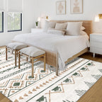 Area Rug Living Room Rugs 8x10 - Large Soft Boho Geometric Rug, Non-Slip Foldable Washable Rugs Non Shedding Morden Indoor Floor Carpet for Living Room Bedroom Office Dining Room(Brown Green,8'x10')