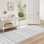 cotiled 5x7 Area Rug Living Room: Washable Boho Rugs with Non Slip Backing Large Soft Indoor Stain Resistant Carpet for Bedroom Farmhouse Dining Room Lightweight Home Decor L Brown/Cream