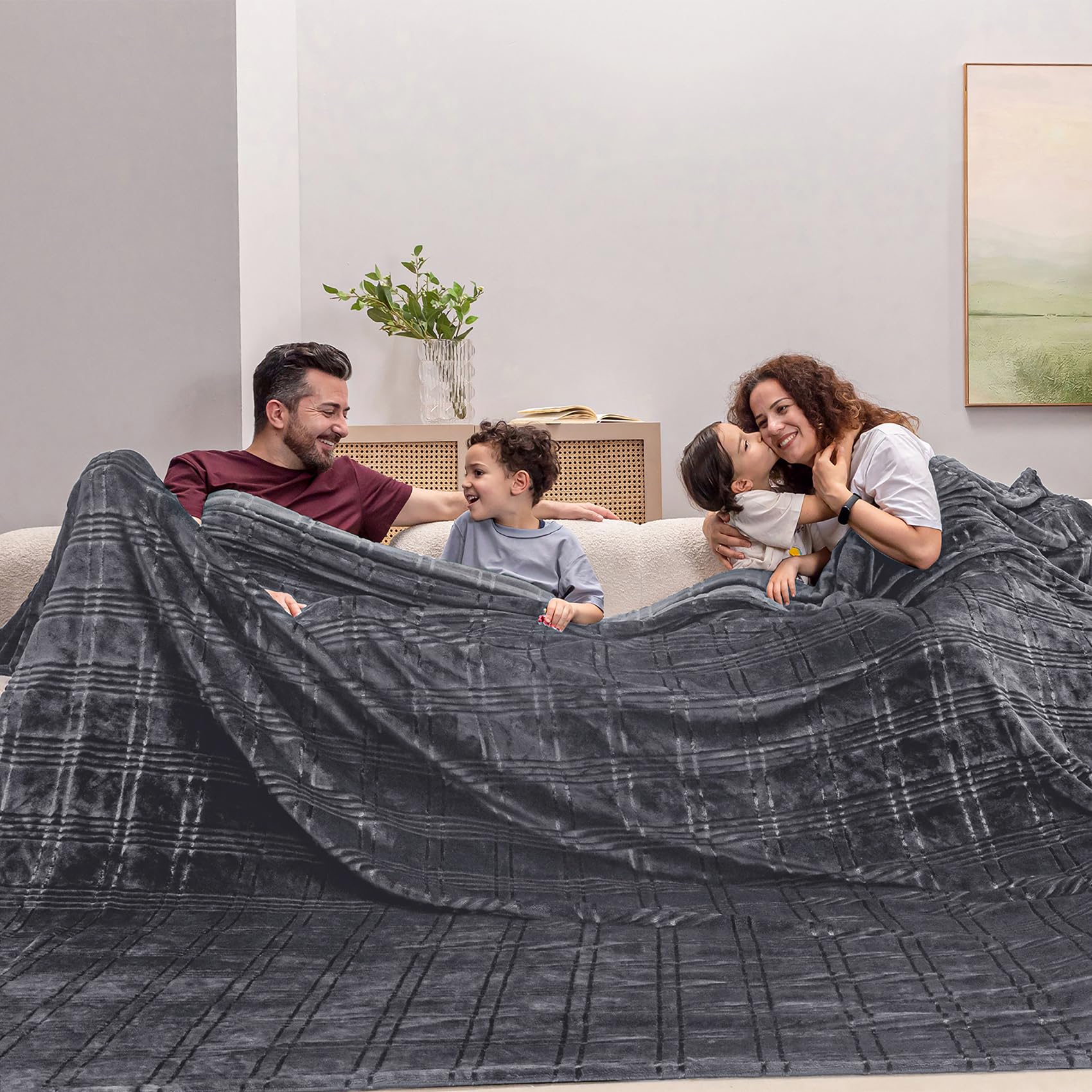 COOVA Oversized King Fleece Blanket 120x120 inches, Soft Cozy Warm Giant Extra Large 10'x10' Blanket for Bed, Sofa, Couch,Travel, Camping, California Huge Flannel Big Throw Blanket, Dark Grey