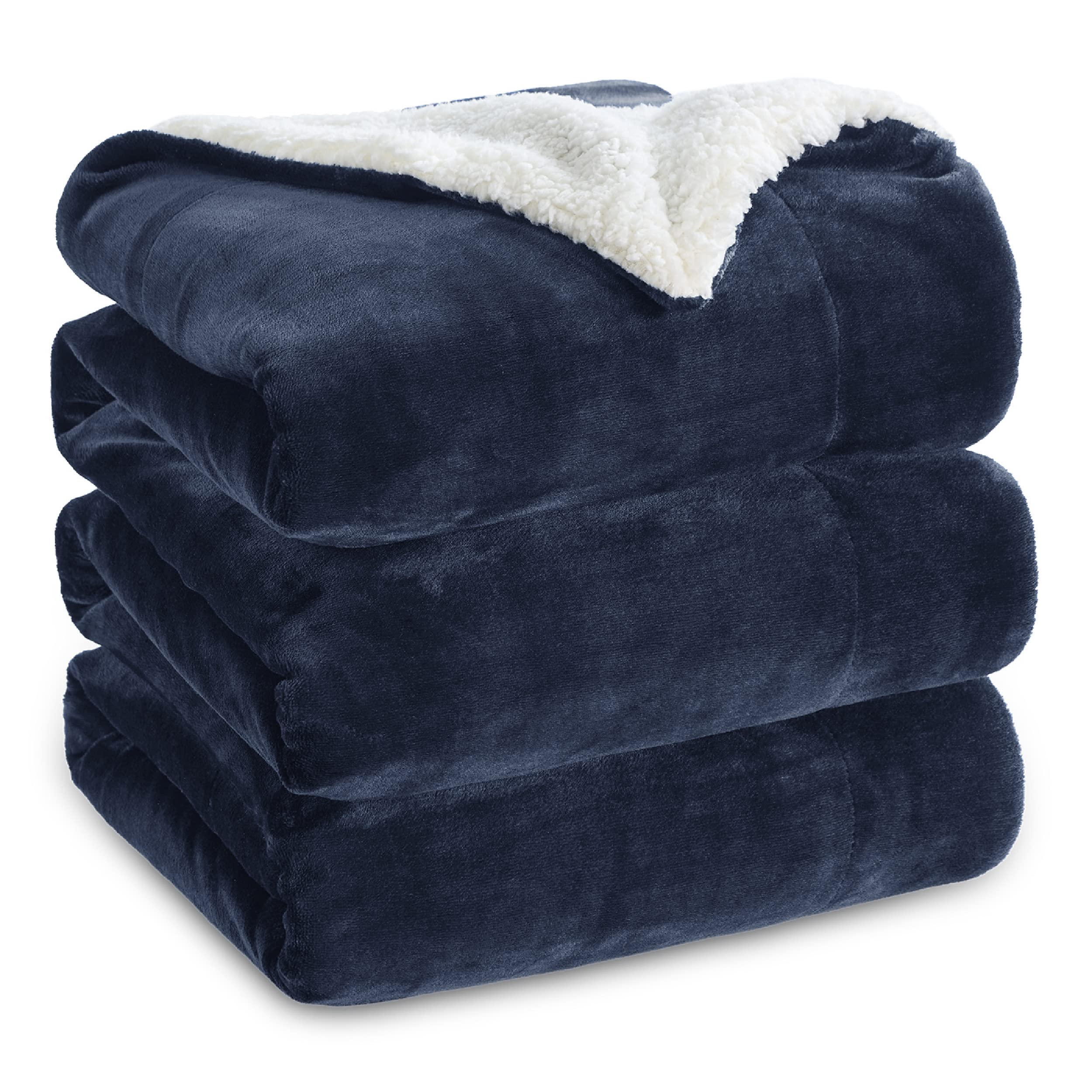 Bedsure GentleSoft Sherpa Fleece Queen Blankets for Bed, Non-Heated, Thick and Warm Throw for Women and Men, Soft Fuzzy Plush Queen Blanket for Winter, Grey, 90x90 Inches