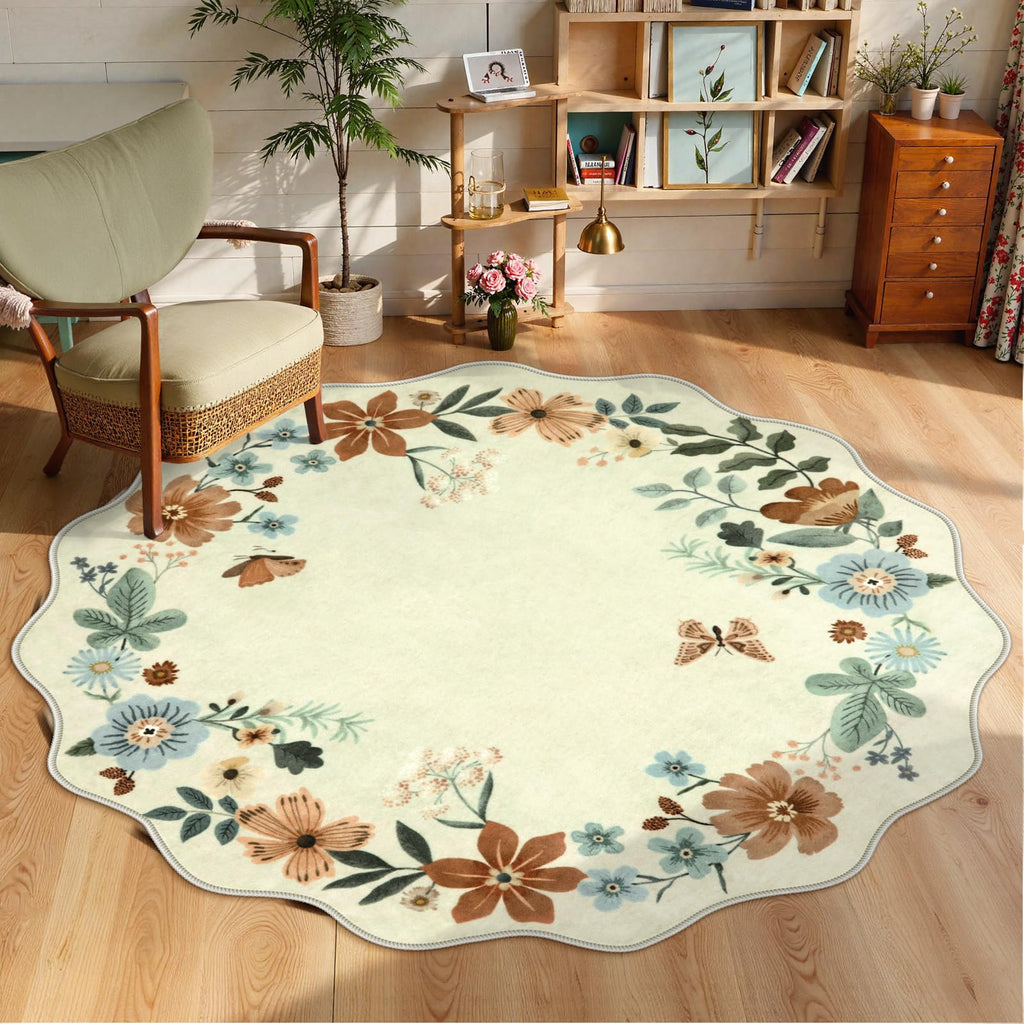 Lahome Floral Living Room Rugs, Area Rugs 5x7 Rug for Bedroom Ultra-Thin Soft Rug, Non-Slip Washable Rugs Stain Resistant Boho Rug Flore Throw Rug for ‎Dining Room Office (5x7ft,Green)